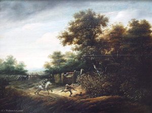 Landscape With Scene Of An Armed Holdup — Abraham Van Der Hoef