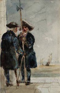 Two Naval Pensioners With Shipping Behind — David Cox, Birmingham School