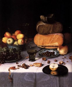 Laid Table With Cheeses And Fruit (detail) — Floris Claesz Van Dijck, Baroque