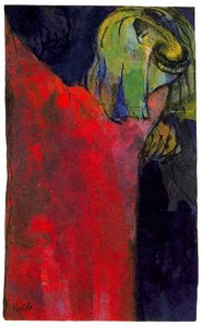 Green Head Above Red Cloak — Emile Nolde