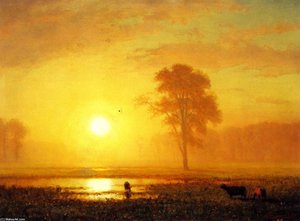 Sunset On The Plains — Алберт Бирштадт, Hudson River School