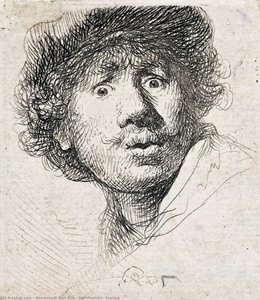Selbstdarstellung, Starrend — Rembrandt Van Rijn, Baroque