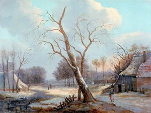 Dutch Winter Scene - — Andreas Schelfhout