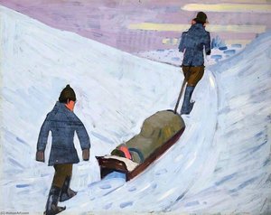 First World War Transport of the Wounded by Sledge in Russia, 1918
