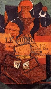 Tobacco, Newspaper And Bottle Of Wine — Juan Gris, Cubism