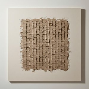 Monolithic Earth: A Sculptural Study In Textured Sand And Timeless Geometric Relief — David Moreau