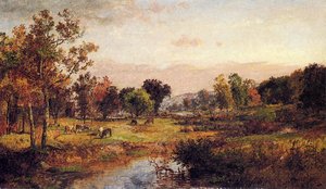 Farm Along The River — Jasper Francis Cropsey, Hudson River School
