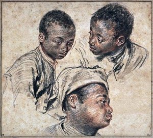 Three Studies Of A Boy — Jean-antoine Watteau, Baroque Rococo