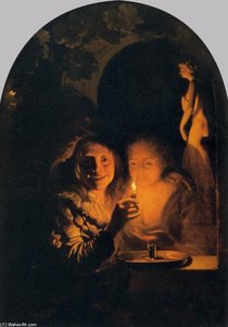 Lovers Lit By A Candle — Godfrid Šalken