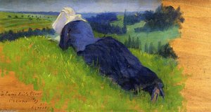 Peasant Woman Stretched Out On The Grass — Henri Edmond Cross