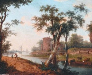 Landscape With River, Ships In The Distance
