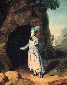Nancy Hallam In Cave Scene From Cymbeline, (painting) — Charles Willson Peale