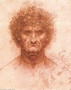 Old Man With Ivy Wreath And Lion's Head — Leonardo Da Vinci, Renaissance