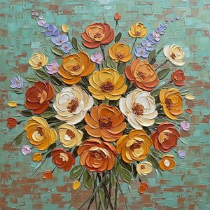 Strahlende Ockerblüten Inmitten Eines Mosaiks Aus Ruhigem Meeresgrün Und Skulpturalem Impasto-gold — Christian Noiret, Zeitgenössische Abstraktion