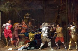 Soldiers Fighting Over Booty In A Barn — Willem Cornelisz Duyster