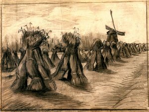 Žitarne Polje Sa Snopovima I Vetreništem — Vincent Van Gog