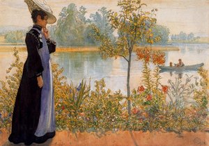 Karin Near The Lake — Carl Larsson
