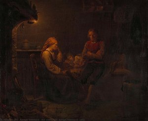 Het zieke kind, Adolph Tidemand, 1851