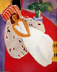 Joven Mujer En Blanco, Fondo Rojo: Aceite Sobre Lienzo París, Museo Nacional De Arte Moderno — Henri Matisse