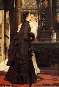 Young Ladies Looking At Japanese Objects — Jacques Joseph Tissot