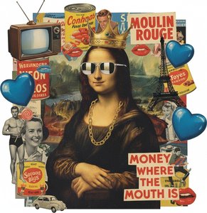 Fragmented Reverie: A Deconstructed Renaissance Echo In Crimson And Cyan Gold — Élise Bonnet