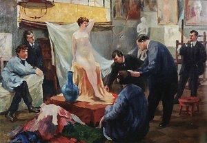 Ilya Repin's Studio — Boris Mikhailovich Kustodiev