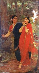 Draupadi And Simhika — Raja Ravi Varma