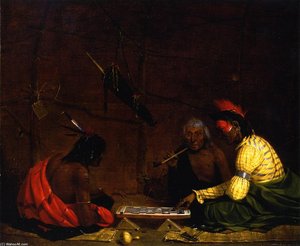 Winnebagos Playing Checkers — Charles Deas