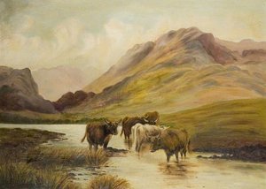 Landscape With Highland Cattle — Elsie May Robson