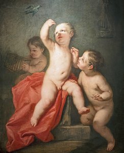 Children Playing With A Little Bird — Джакопо Амигони