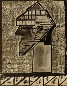 Kopfstudie (geometrisch) — Rabindranath Tagore, Geometric Expressionism