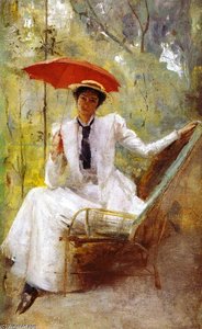 Lady With A Parasol — Thomas William Roberts