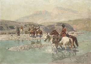Cossacks Crossing A River — Franz Alexeevich Roubaud