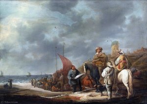Fish Sellers At The Beach — Benjamin Gerritsz Cuyp