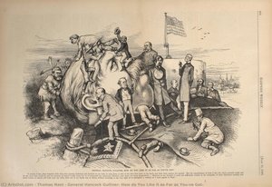 General Hancock Gulliver, How Do You Like It As Far As You’ve Got? — Thomas Nast