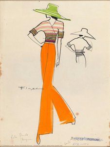 Drawing, Girl In Wide Brim Green Hat — Alceu Penna, Other
