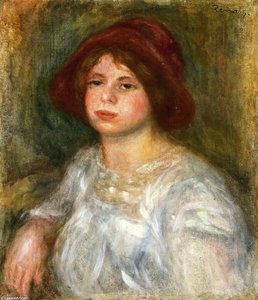 Girl In A Red Hat — Pierre-auguste Renoir, Impressionism