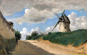 Windmill On The Cote De Picardie, Near Versailles — Jean-baptiste-camille Corot