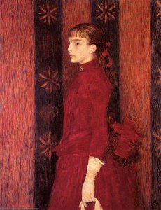 Portrait Of A Young Girl In Red — Theo Van Rysselberghe, Pointillist Movement