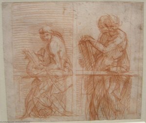 Study Of The Figures Behind A Balustrade — Andrea Del Sarto