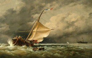 A Dutch Beurtman Aground On The Terschelling Sands, In The North Sea After A Snowstorm — Edward William Cooke