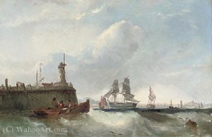 Shipping At The Harbour Mouth — Edwin Hayes