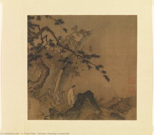 Scholar Viewing A Waterfall — Li Yuan-chia