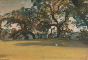 Porlock Studies, Trees By The Edge Of A Field (recto) — Sir Alfred James Munnings, Impressionism