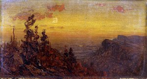 Indians At Campfire-moon Rising — Sanford Robinson Gifford, Hudson River School