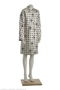 Printed white silk coat