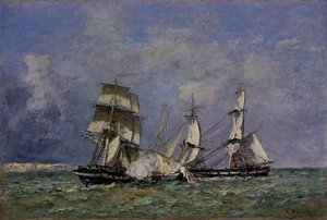 The Capture Of The 'petit Rodeur' — Eugène Louis Boudin, Impressionism