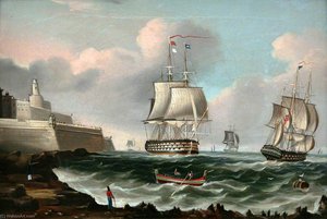 A Ship of the Line Entering Malta