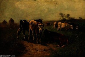 Cattle grazing in a summer meadow