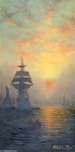 Sunset At Sea — Adolphus Knell
